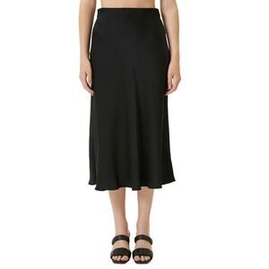 Beymen Club Black Satin Midi Skirt Size 14